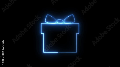 Birthday Box on digital technology blue neon animation style