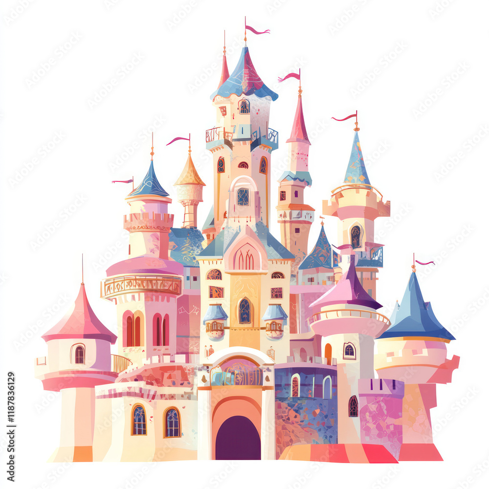 Whimsical Colorful Castle Illustration Whimsical Colorful Castle Illustration
