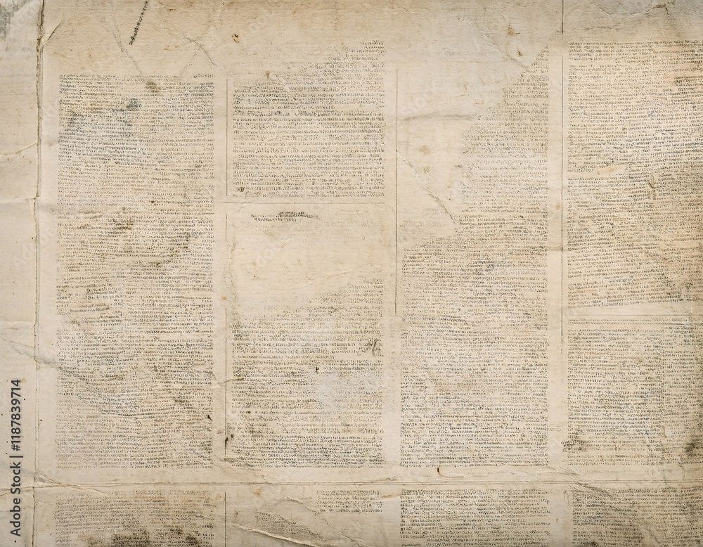Obraz premium Old newsprint texture with a grunge, vintage and aged feel. This paper features a classic look with creases