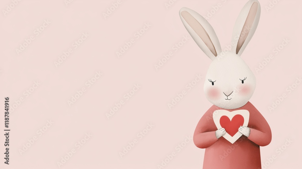 Fototapeta premium Pastel watercolor bunny with heart-shaped box for easter cards and posters