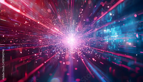 Abstract Background - Neon Lights Streaking Through Space