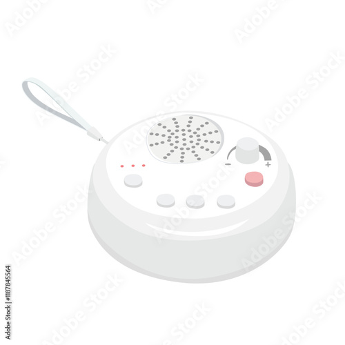 White noise machine vector in cartoon style. White noise machine helps children sleep easier with noise. Baby shower, baby element flat vector isolated on white background.