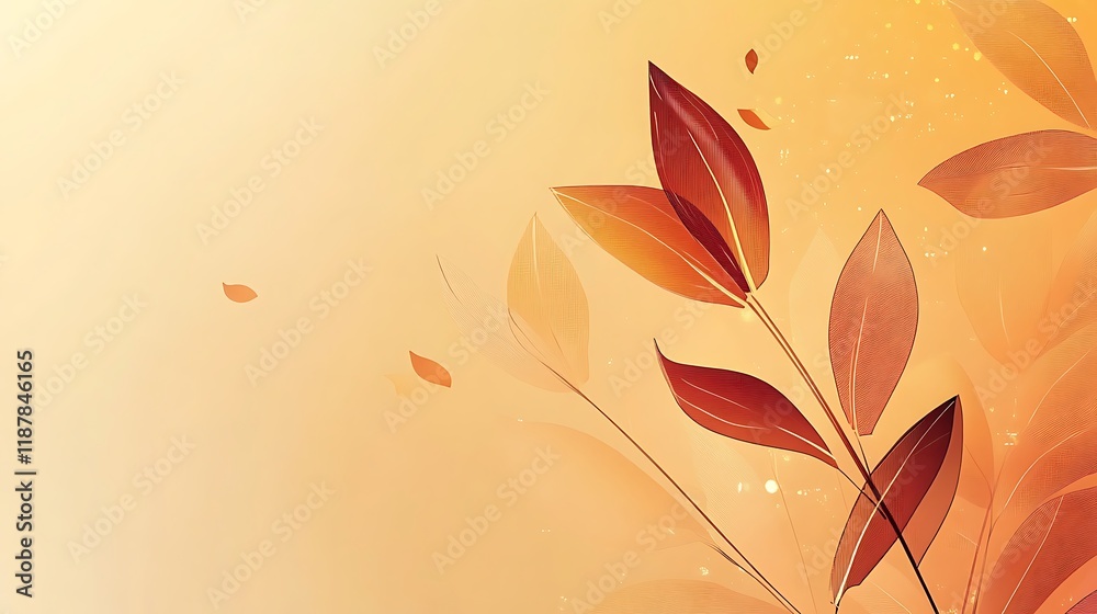 Fototapeta premium Abstract Autumn Leaves Design on Pale Orange Background