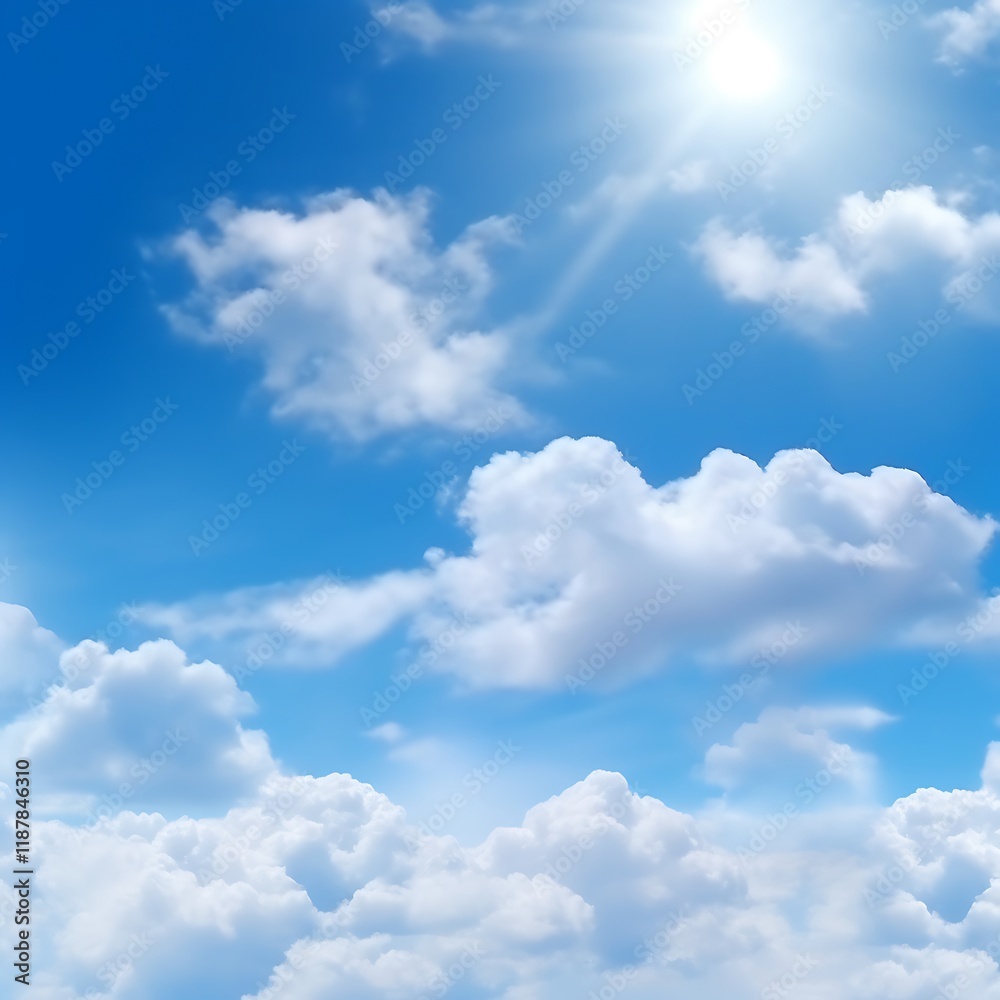 Bright Sunny Day with Fluffy White Clouds in a Blue Sky Bright Sunny Day with Fluffy White Clouds in a Blue Sky