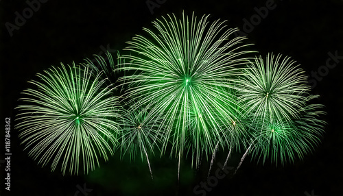 green neon firework, black background