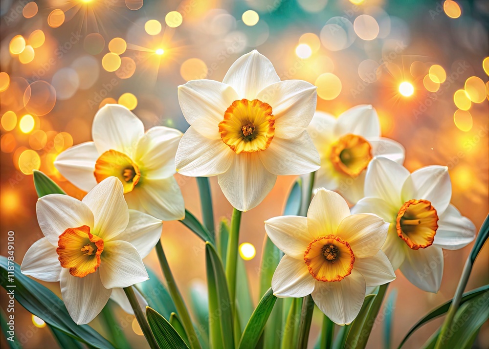 Fototapeta premium Aerial Narcissus Blooms: August 4th Drone Photography, Flower Pattern, Summer Day