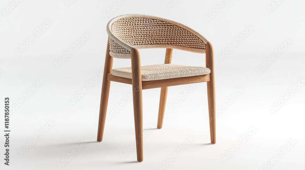 Elegant Woven Rattan and Teak Wood Chair, Modern Design Indoor or Outdoor Elegant Woven Rattan and Teak Wood Chair, Modern Design Indoor or Outdoor
