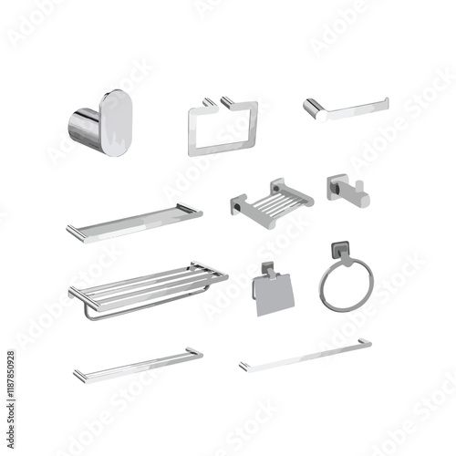 Isolated Bathroom fittings including wall mount hand towel holders