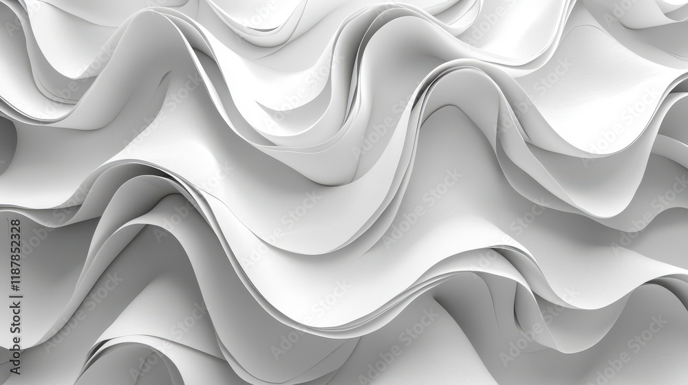 Fototapeta premium Abstract white wavy pattern, flowing smooth curves, elegant design.