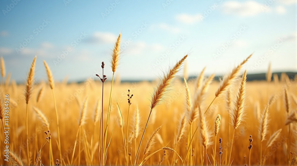 Fototapeta premium golden wheat field at sunset
