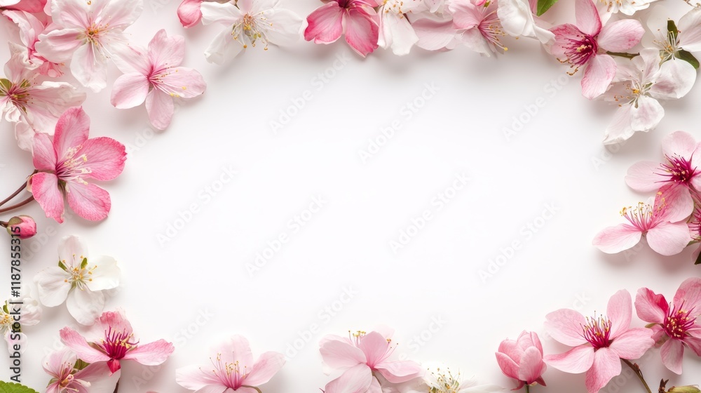 Flowers frame in white background isolated Flowers frame in white background isolated