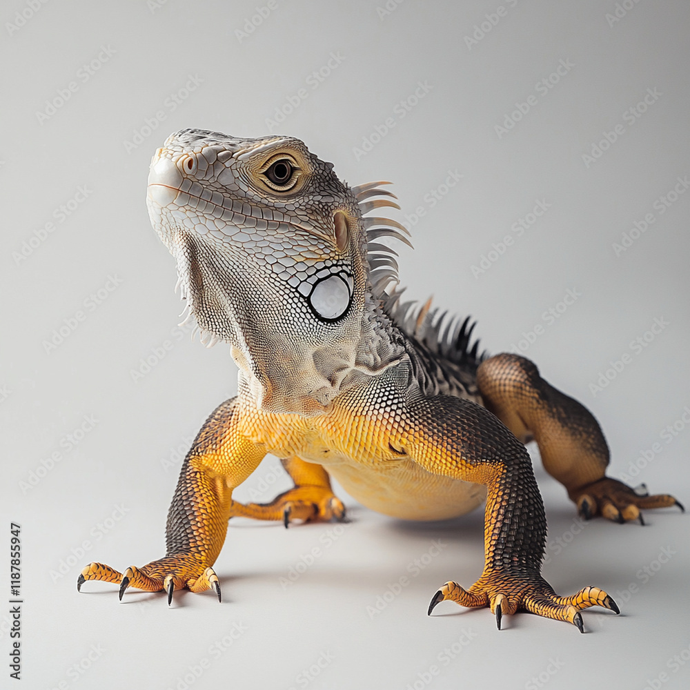 Obraz premium detailed portrait of lizard showcasing its vibrant colors and unique features. reptile is posed elegantly, highlighting its scales and distinctive markings, creating captivating image
