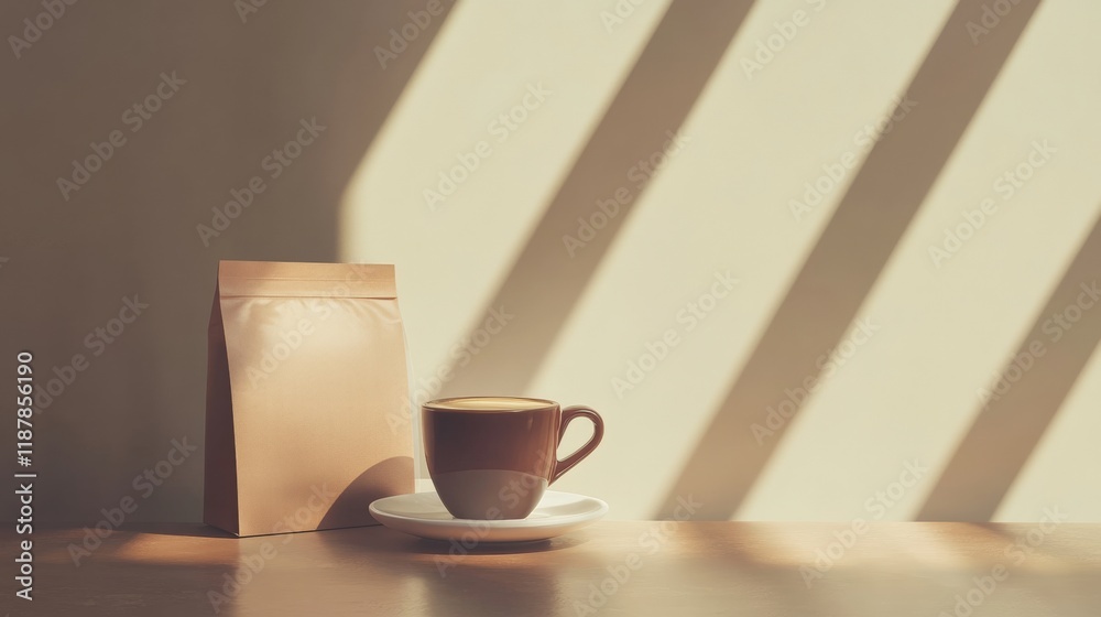 Paper bag mockup with coffee cup Paper bag mockup with coffee cup