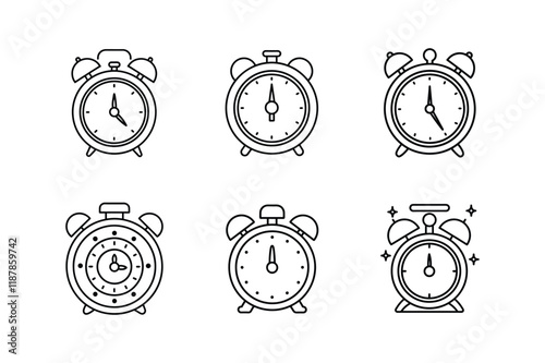 suhoor alarm clock icon line art vector illustration