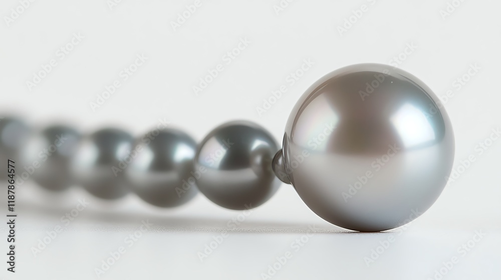 Elegant gray pearls arranged artistically on a white background. Elegant gray pearls arranged artistically on a white background.