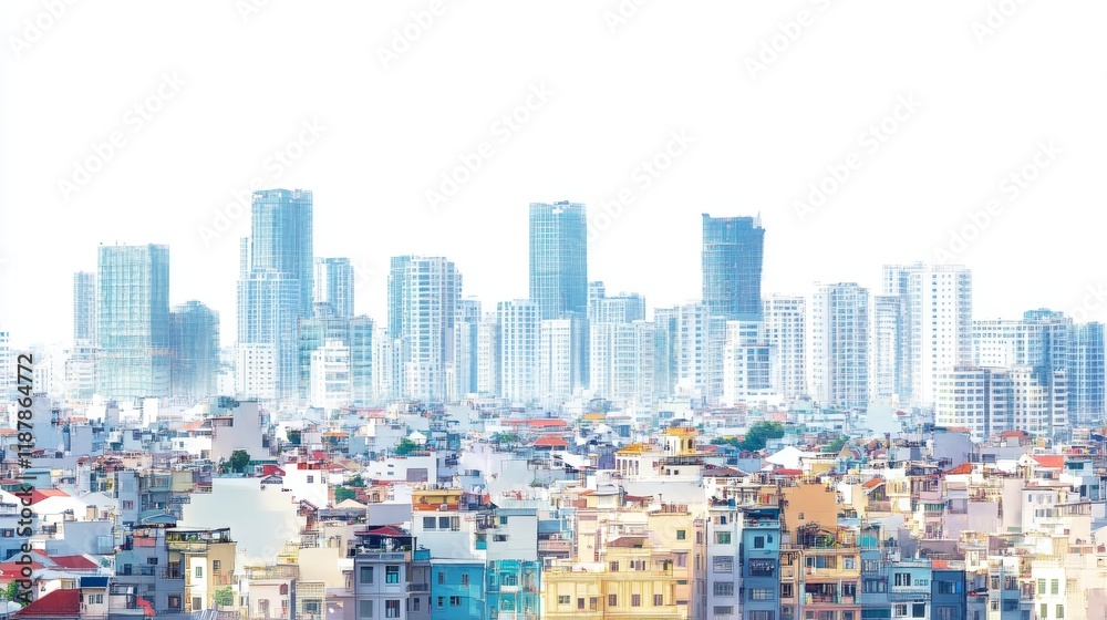 Cityscape of Ho Chi Minh (Vietnam) isolated on white background Cityscape of Ho Chi Minh (Vietnam) isolated on white background