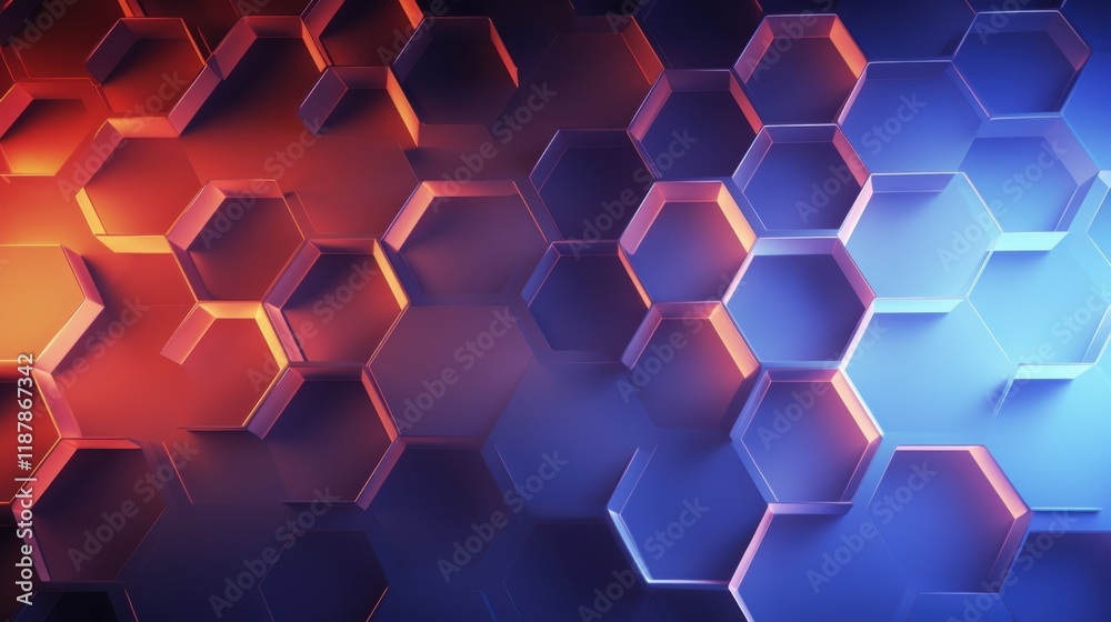 Abstract hexagonal pattern on a smooth gradient background, with a scientific feel Abstract hexagonal pattern on a smooth gradient background, with a scientific feel