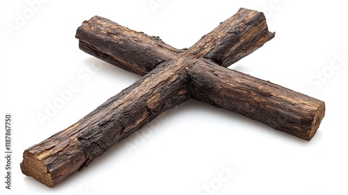 Cross and ash on white background â€“ Ash Wednesday symbol. - photo