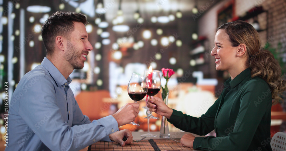 Portrait Of Romantic Couple Toasting Red Wine Portrait Of Romantic Couple Toasting Red Wine