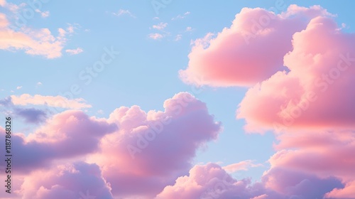 Vertical shootLight pink clouds in sunset blue sky Pastel colors of clouds sunrise sundown natural backgroundPink purple clouds in blue sky while sunset twilight magic happening in nature defocus photo