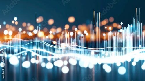 Bright blue lights dance through fiber lines, weaving vivid patterns of color. Technology's heartbeat, connecting the digital age with mesmerizing, luminous energy