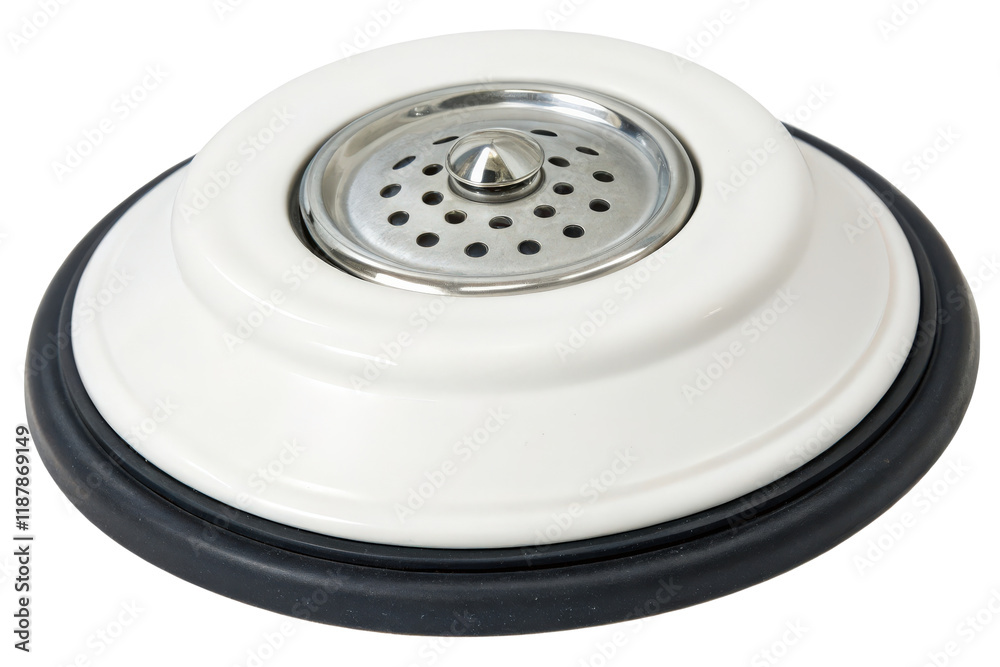 White and silver circular Tub drain isolated with transparent background White and silver circular Tub drain isolated with transparent background