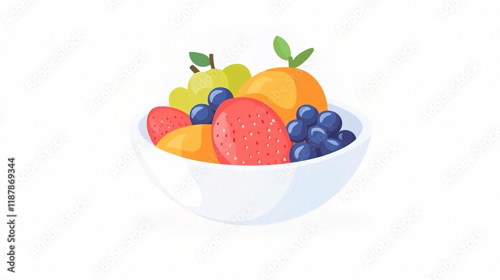 Simple and Elegant Bowl of Fresh Fruit Isolated on White Background Simple and Elegant Bowl of Fresh Fruit Isolated on White Background