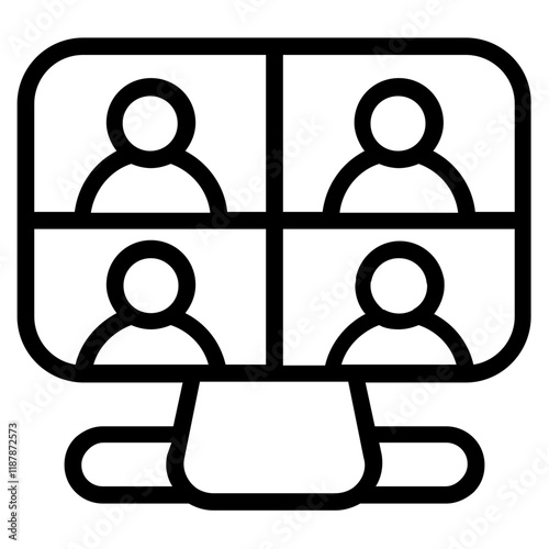 Online Meeting Line Icon