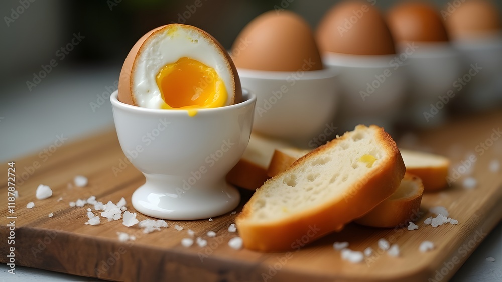 Breakfast with fried eggs and bread on a wooden table, closeup. Generated by AI Breakfast with fried eggs and bread on a wooden table, closeup. Generated by AI