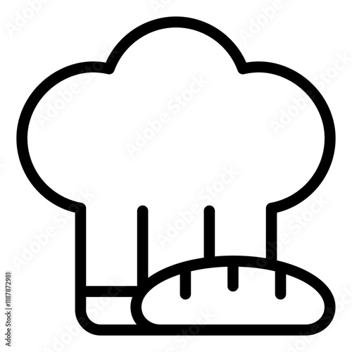 Chef hat outline icon representing baking and culinary expertise