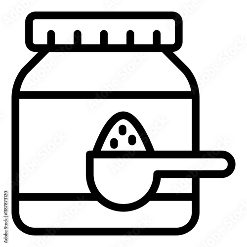 Jar of baking soda or powder outline icon suitable for baking and culinary use