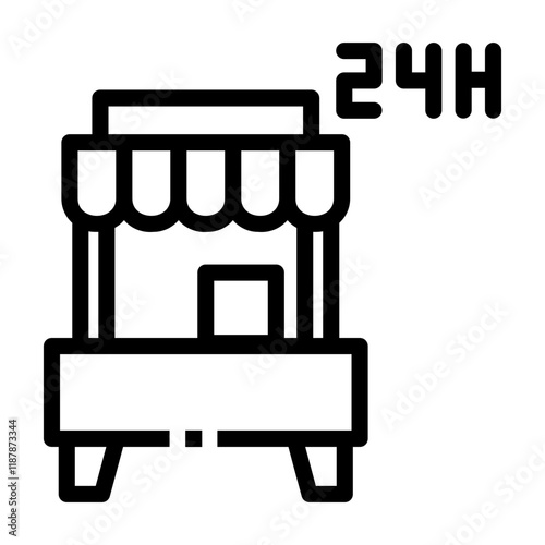 24 hours restaurant Line Icon