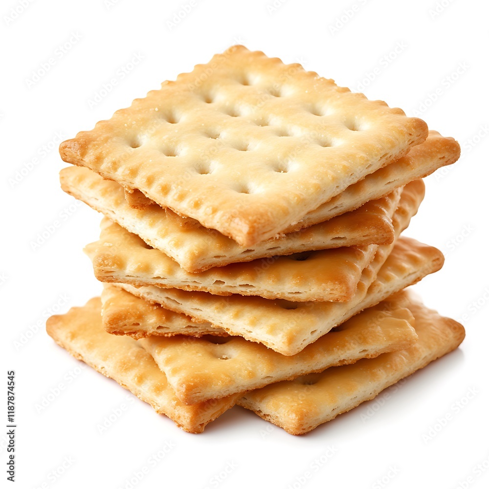 Delicious square crackers isolated on white background Delicious square crackers isolated on white background
