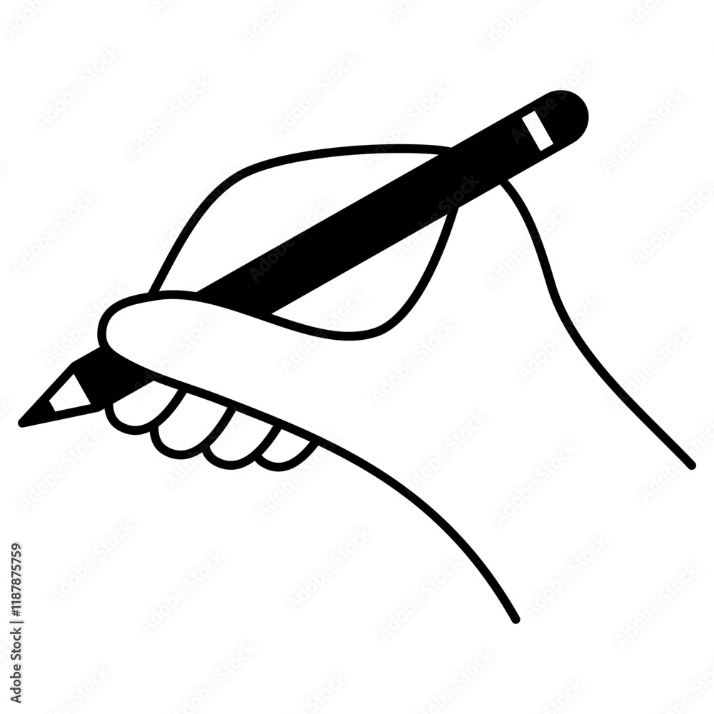 Obraz premium hand hold a pencil. illustration of a hand writing