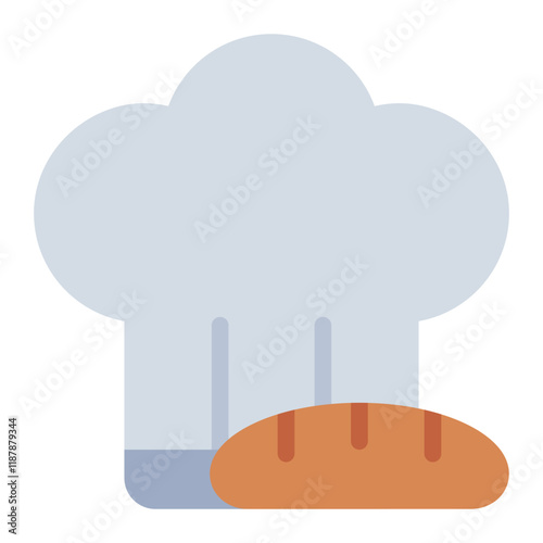 Chef hat flat icon representing baking and culinary expertise