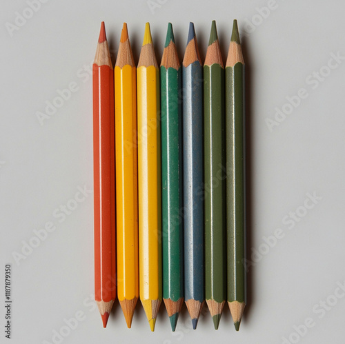 photo of colored pencils on a solid gray background photo