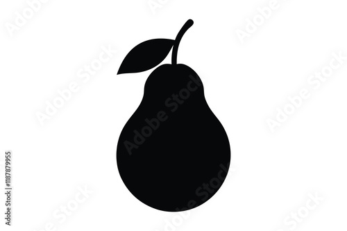 Pear fruit silhouette vector, Pear icon vector