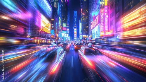 Times Square Night Lights  A Vibrant Cityscape in Motion