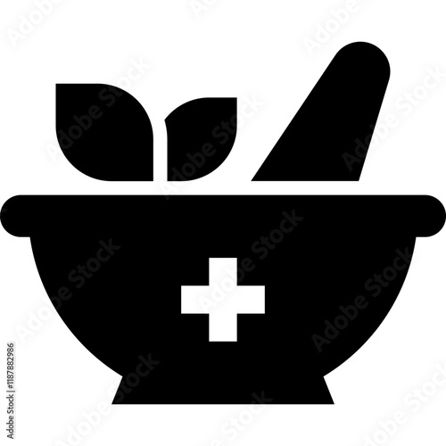 Mortar Herbal Medicine Icon Glyph