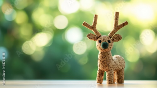 Eco-Friendly Handmade Cork Reindeer Ornament – A Charming Christmas Decoration