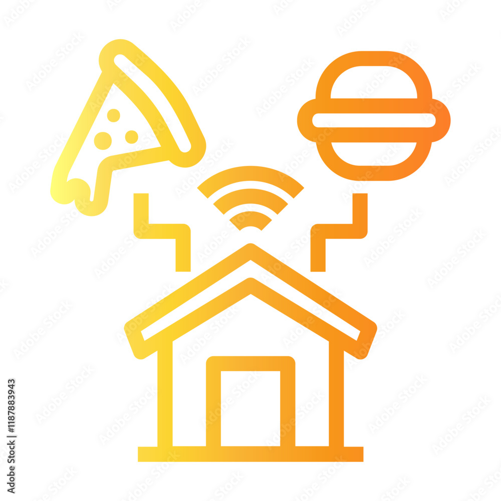 home food delivery Line Gradient Icon home food delivery Line Gradient Icon