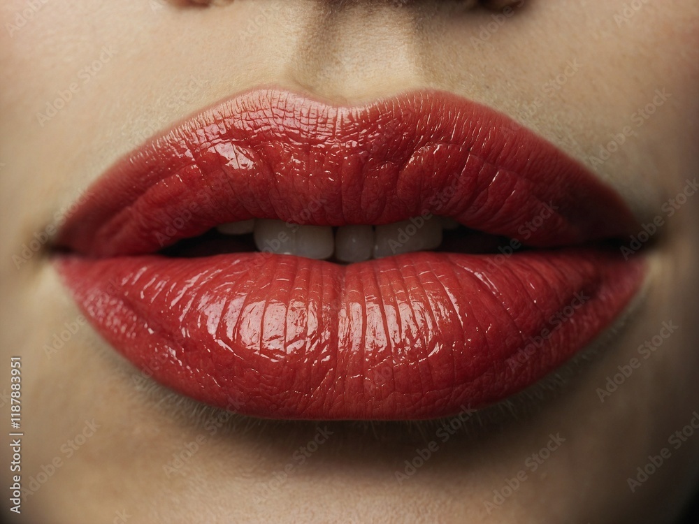 Obraz premium Close up view of beautiful woman lips 