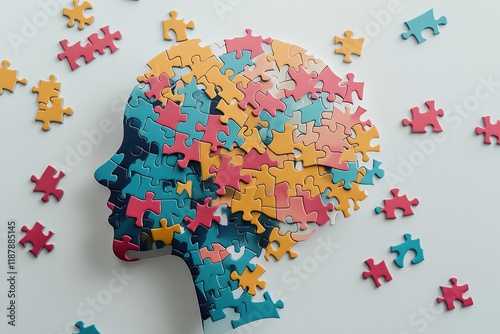 Obraz na płótnie Understanding the Complexities of the Human Mind: A Jigsaw Puzzle Analogy for Mental Processes and Challenges. w salonie