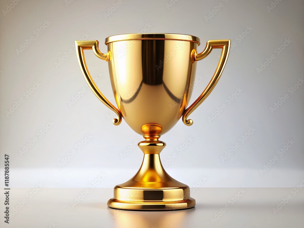 Minimalist Gold Trophy Cup on White Background - 3D Render Minimalist Gold Trophy Cup on White Background - 3D Render