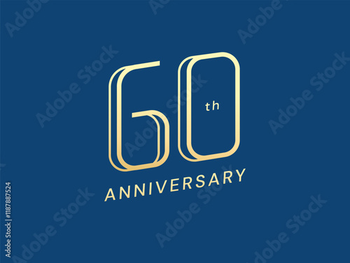 60th Anniversary luxury gold celebration with italic numbers style logo typography vector design concept. Sixty years anniversary gold logo template for celebration event, business company, invitation photo