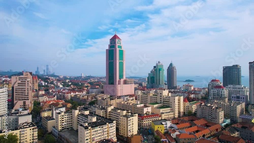 Explore the stunning skyline and charming architecture of Old Town in Qingdao City, Shandong Province during a clear day