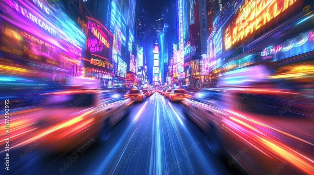 Times Square Night Drive: A Blur of Lights and Motion in NYC Times Square Night Drive: A Blur of Lights and Motion in NYC