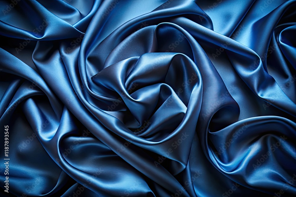 Fototapeta premium Luxurious dark blue satin backdrop, abstract silk texture, premium drone photography, ideal for elegant design.