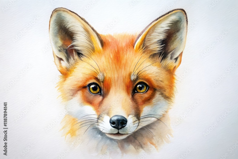Naklejka premium Master cute fox head watercolor sketching! Easy step-by-step tutorial for beginners.