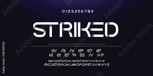 Design Modern abstract digital alphabet font. Minimal technology typography, Creative urban sport fashion futuristic font and with numbers. vector illustration.